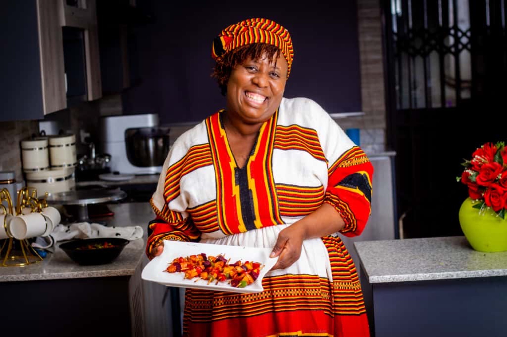 Nora Mafabune in the kitchen