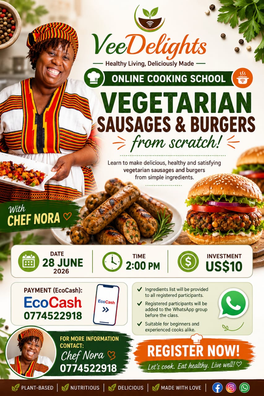 Vegetarian Sausages and Burgers online cooking class poster
